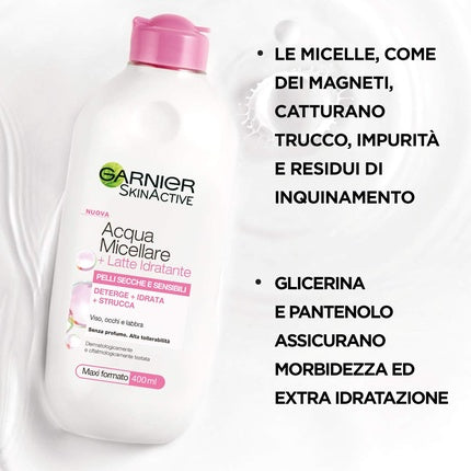 Demachiant, Garnier, micelar și lapte, 400 ml