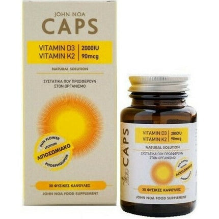 John Noa Capsule Vitamine D3 și K2, 2000 UI + 90 mcg, 30 buc