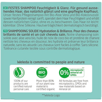 Șampon Solid Weleda, Moisture & Shine, 50 g, Fără Silicone