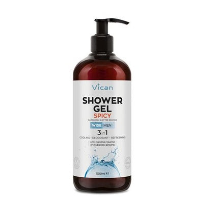 Gel de Duș Vican Wise Men Spicy, 500ml, ambalaj cu pompă, culoare maro