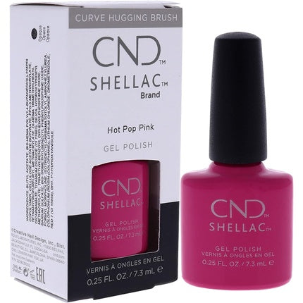 Vernis gel CND Shellac Hot Pop Pink 7.3ml cu pensula Curve Hugging