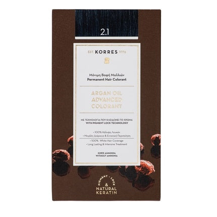 Vopsea de păr, Korres, Argan Oil Advanced, albastru negru