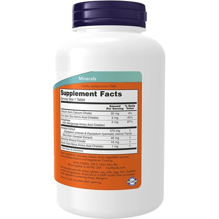 Supliment Silica Complex Vegetarian NOW Foods 500mg, 180 Tablete