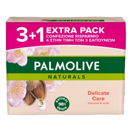 Săpun Palmolive Naturals cu Migdale și Lapte, Îngrijire Delicată, Pachet 4 buc x 90g