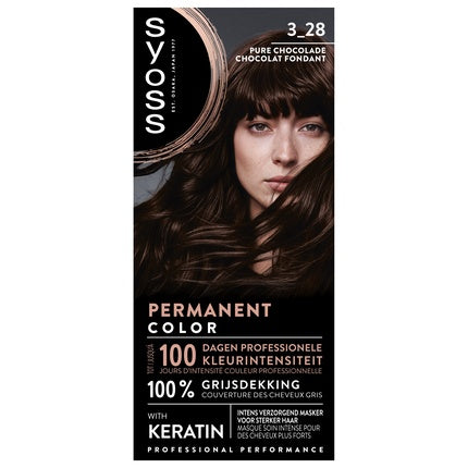 Vopsea de păr permanentă Syoss Dark Chocolate 3-28 cu keratină, 170 g