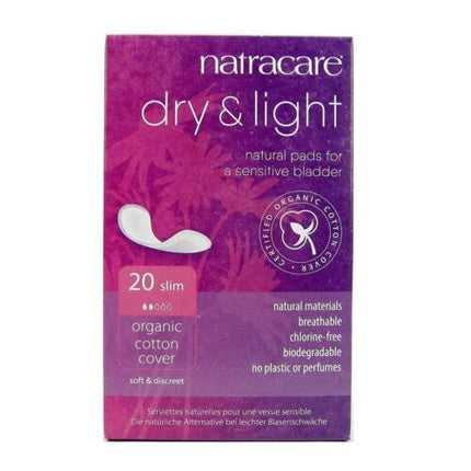 Natracare Dry and Light Incontinence Pad Slim, 20 buc, organic cotton cover