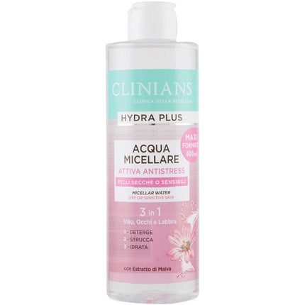 Apă micelară Clinians Hydra Plus, extract de malvă, piele uscată/sensibilă, 400ml