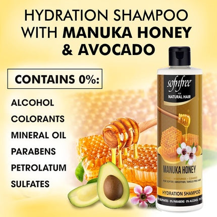 Șampon Fără Sulfați Natural Hair, Manuka Honey & Avocado, pentru păr curb și ondulat, 350ml