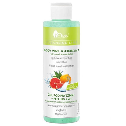 Gel de duș cu scrub, Ava Laboratorium, Cleansing Line Grapefruit 2 în 1, 200ml