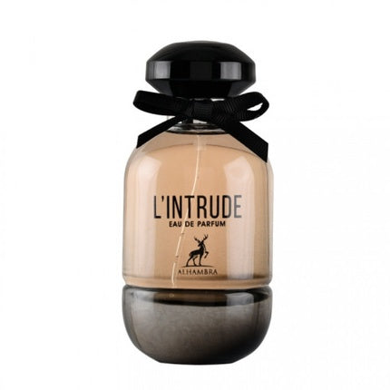 Parfum Maison Alhambra L'Intrude, EDP, 100ml, sticlă bej cu fund negru și fundă neagră