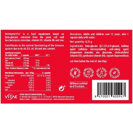 Supliment Vitae ImmunoVita, 30 capsule, imunitate