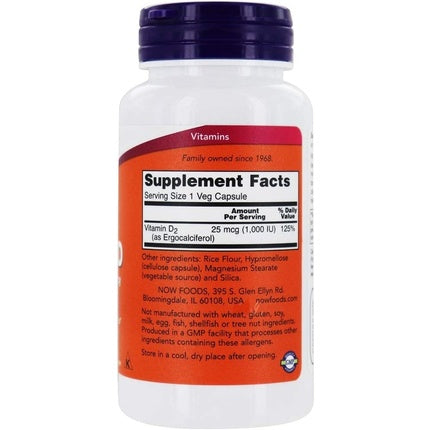 Supliment Vitamine D2, Now Foods, 1000 IU, 120 capsule vegetariene