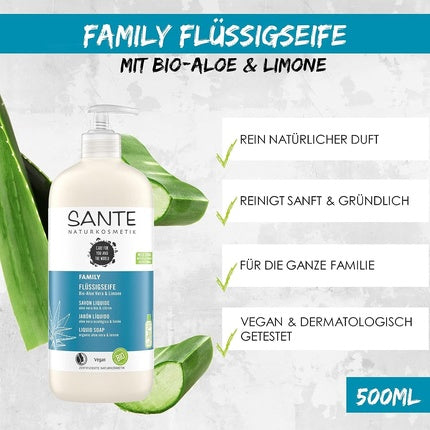 Săpun lichid pentru mâini cu Aloe Vera și Lămâie, Sante Naturkosmetik, 500 ml