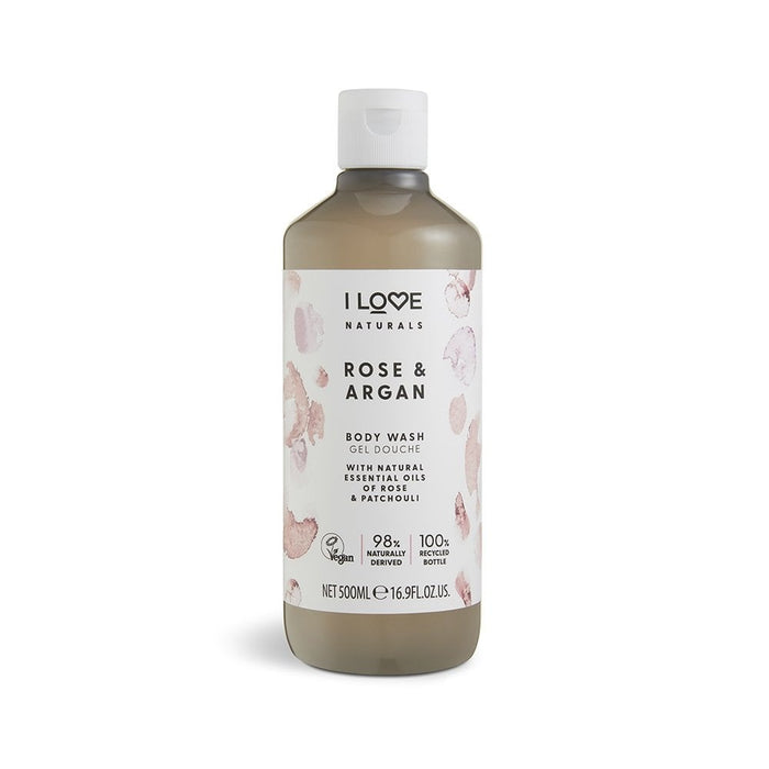 Gel de duș I Love Naturals Collection Rose & Argan, hidratant, vegan, 500 ml