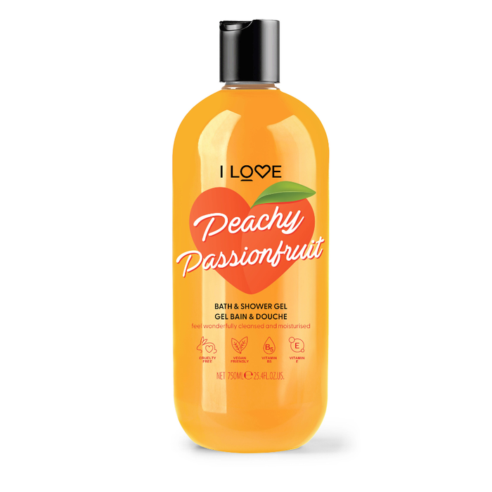 Gel de duș I Love Peachy Passionfruit, hidratant, pentru toate tipurile de piele, 750 ml