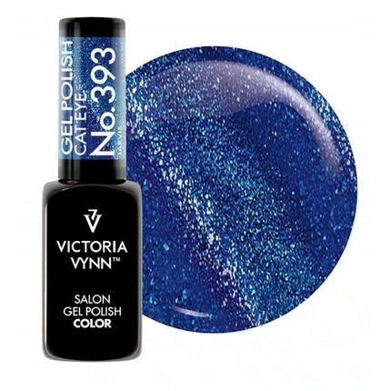 Vernis Gel Victoria Vynn Cat Eye, No.393, Albastru Metalizat cu Sclipici, 8ml