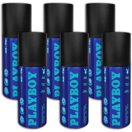 Spray Deodorant Playboy AM to PM, albastru, 150 ml