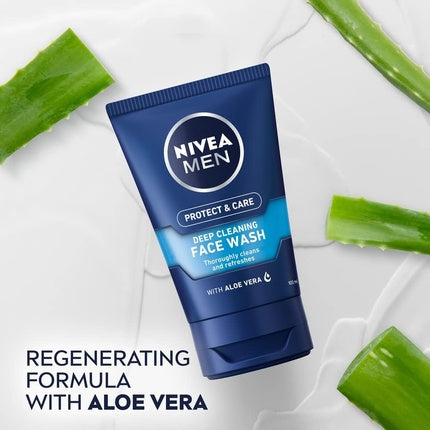 Gel de Curățare Nivea Men Protect & Care, 100 ml, Albastru