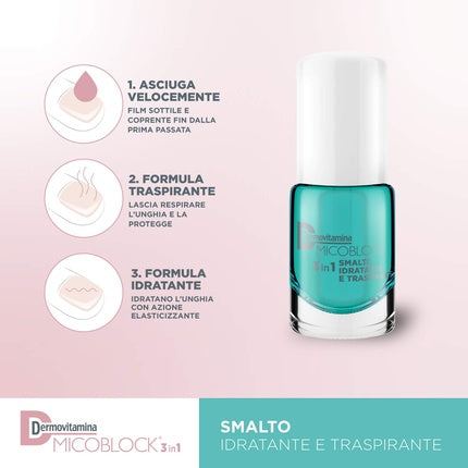 Lac de unghii Dermovitamina Micoblock 3 in 1 hidratant turcoaz 5ml