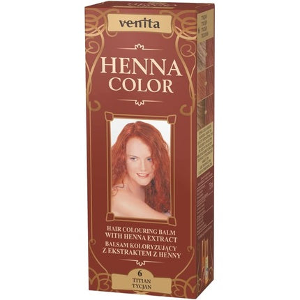 Balsam colorant păr Venita Henna Color 6 Titian, cu extract de hennă, 75ml