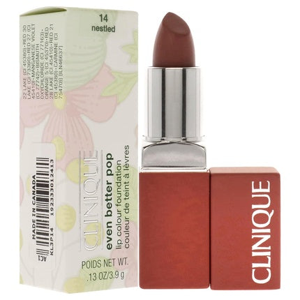 Buze de catifea, Clinique Even Better Pop Lip Color 14 Nestle, ruj nude-maroniu