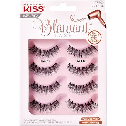 Kiss Knock Out Lash, Pixie 02, Set de 3 perechi de gene false, negru