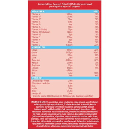 Supliment alimentar Dagravit Totaal 30, 500 drajeuri, multivitamine și minerale