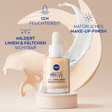 Fondant Nivea Cellular Filler Hyaluron 3-in-1, Culoare Light, Capacitate 30ml