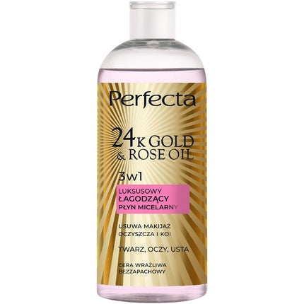 Perfecta 24K Gold Rose Oil - Soluție micelară pentru pielea sensibilă, 400 ml