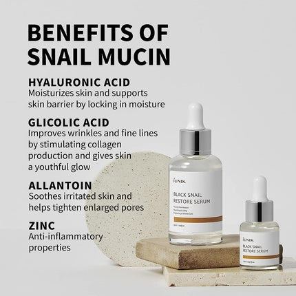 Ser Hydratant, Iunik, Black Snail Restore, 50ml
