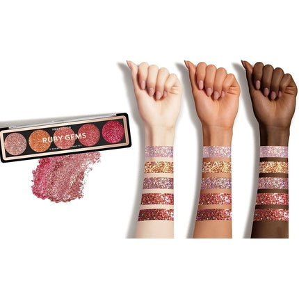 Paleta farduri pentru ochi, Profusion Cosmetics, Ruby Gems, 5 nuanțe glitter