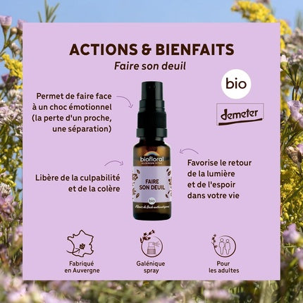 Spray Facial Biofloral Mourning Bio Demeter, 20ml, Sticlă Maro cu Atomizator Negru