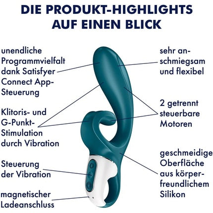 Masaj Electric, Satisfyer, Hug Me, albastru, flexibil