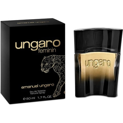Parfum Emanuel Ungaro Feminine, 100 ml, sticlă neagră cu inserție aurie