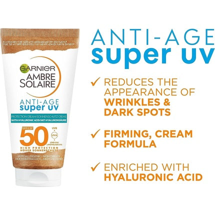 Cremă protecție solară Garnier Ambre Solaire anti-îmbătrânire SPF50, 50ml
