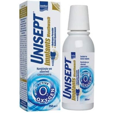 INTERMED Unisept, Mouthwash pentru Implants, 250ml, cu O2 Active, alb-albastru