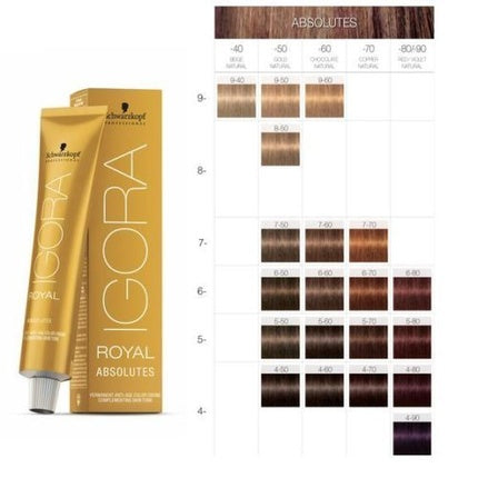 Vopsea de păr Schwarzkopf Igora Royal Absolutes, 60ml, culoare șaten natural