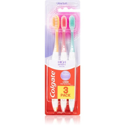 Periuță de dinți Colgate High Density, set 3 buc., Ultra Soft, culori multicolore