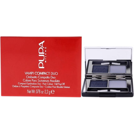 Fard de pleoape compact, Pupa Milano, Vamp Duo, albastru magnetic