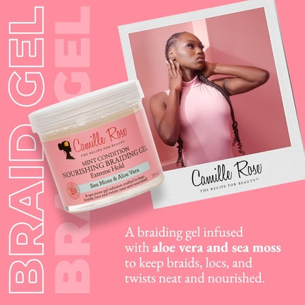Gel de coafat Camille Rose Mint Condition Braid Gel, Aloe Vera, Sea Moss, 340g