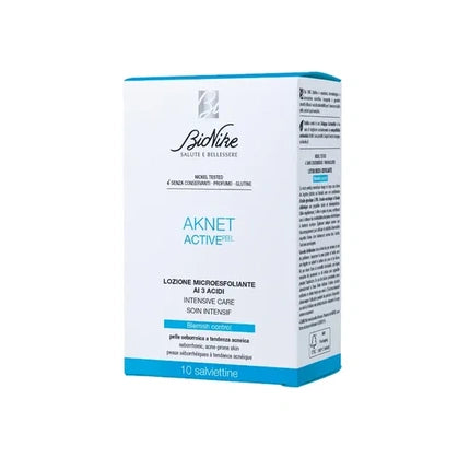 Salvete exfoliante Bionike Aknet Active Peel cu 3 acizi, 10 buc