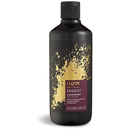 Gel de duș I Love Cosmetics ENERGY Shower Burst cu uleiuri esențiale naturale de portocală și bergamot, 500ml