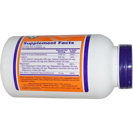Pastile Now Foods Magnesium & Calcium cu Zinc și Vitamina D, 250 tablete
