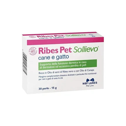 N.B.F. Lanes Srl Ribes Pet Sollievo - Vitamine pentru piele și blană, cutie alb-verzui-coral