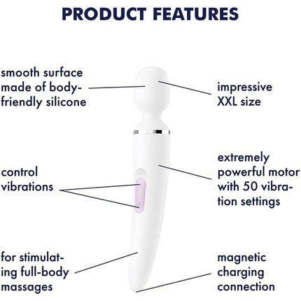Masaj electric, Satisfyer Wand-er Woman, 34 cm, alb
