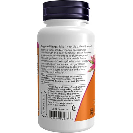 Biotin, NOW Foods, 5000 mcg, 60 Veg Capsule