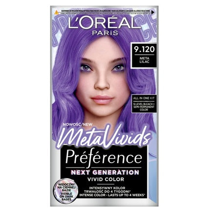 Vopsea de păr L'Oréal Préférence Meta Vivids 9.120 Meta Lilac, ton violet intens