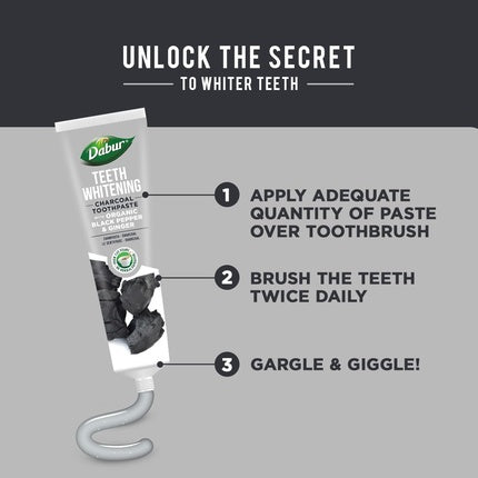 Pastă de dinți Dabur Charcoal, 100 ml, cu piper negru și ghimbir