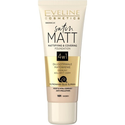 Primer fata matifiant, Eveline Cosmetics, Satin Matt, 30ml, Ivory