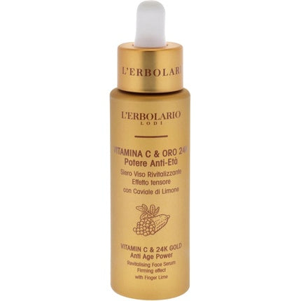 Serum facial L'ERBOLARIO cu Vitamina C și Aur 24K, 30 ml, Efect tensore